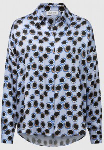 Blaue Hemdbluse mit Grafik-Print