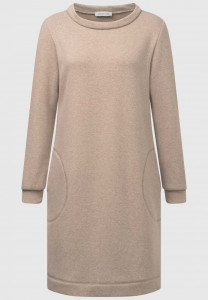 Beiges Sweatkleid mit Taschen