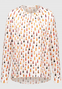 Weiße Bluse mit Lippenstift Print