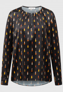 Schwarze Bluse mit Lippenstift Print