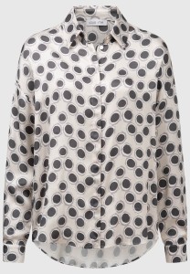 Beige Hemdbluse mit Grafik-Print