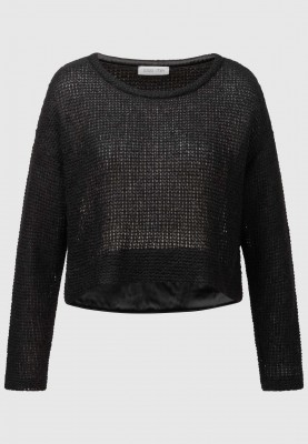 Schwarzer Cropped Pullover aus Strick