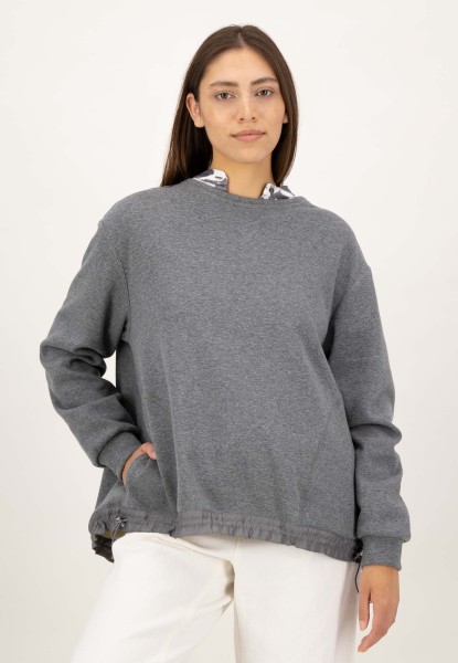 Dunkelgrauer Pullover mit Tunnelzug im Saum von LOUIS and MIA Topansicht