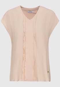 Exklusive Kurzarm Bluse mit V-Ausschnitt und Volants