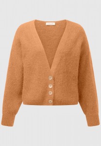 Kurze Grobstrickjacke in Braun